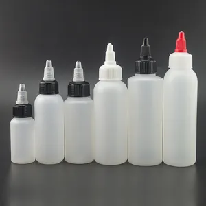 30ml 60ml 100ml trasparente colla pe in plastica morbida spremere bottiglia con torsione tappo superiore