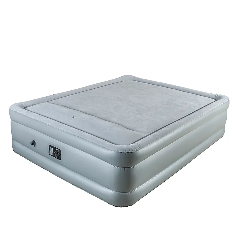 Flocking PVC Sponge Inflatable Bed Flat Mattress with Pillow Double Bed
