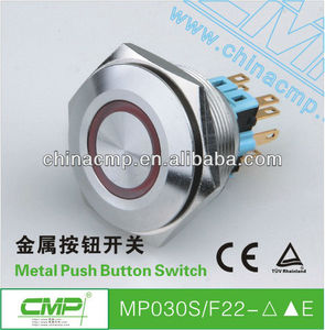 cmp 30mm anillo de <span class=keywords><strong>interruptor</strong></span> de botón iluminado <span class=keywords><strong>con</strong></span> <span class=keywords><strong>12v</strong></span> del coche a prueba de agua <span class=keywords><strong>led</strong></span> - Product Image 1