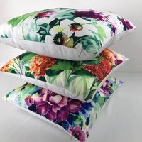Housse de coussin personnalisée en toile, polyester, velours, lin, coton, avec broderie de feuilles blanches et impression numérique pour la décoration de la maison