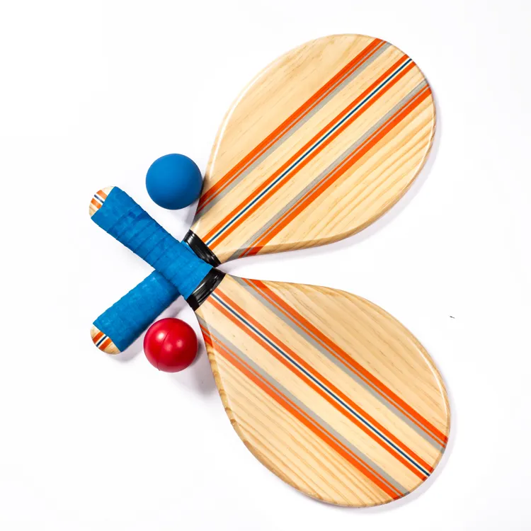 Пляжная деревянная ракетка Frescobol, набор мячей