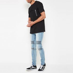 Nuovo Design moda 100% cotone nero cargo <span class=keywords><strong>con</strong></span> <span class=keywords><strong>cerniera</strong></span> girocollo t shirt da <span class=keywords><strong>uomo</strong></span> <span class=keywords><strong>con</strong></span> tasca t-shirt - Product Image 4