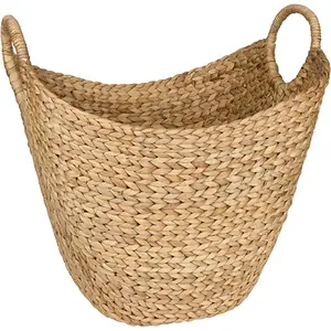 QJMAX Large Woven Seagrass Storage Basket For Blankets Towels Pillows Toys