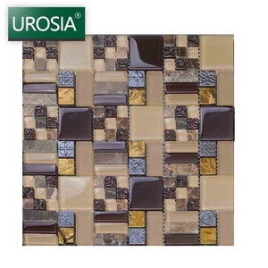 Hot Bán Thanh Vuông Long Lanh Màu Vàng Crackle Khảm Vàng Hổ Phách Kim Loại Hỗn Hợp Pha Lê Thủy Tinh Khảm Tường Gạch - Product Image 3