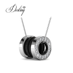 Ciondolo in ceramica nera dasini impreziosito da cristalli <span class=keywords><strong>Swarovski</strong></span> collana moda di alta qualità da donna - Product Image 6