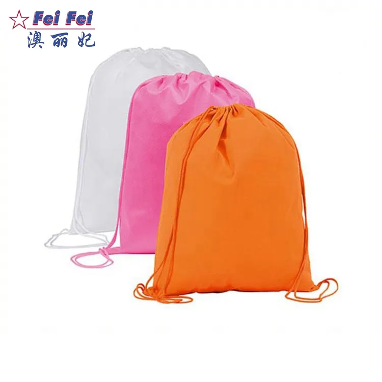 Reusable Custom printed logo bespoke Gym backpack polyester rPET rope drawstring bag