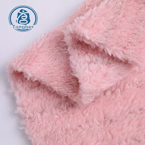 Çin Fabrika Pembe Çift Taraflı Polyester Yumuşak metalik Shu kadife Kumaş Kazak