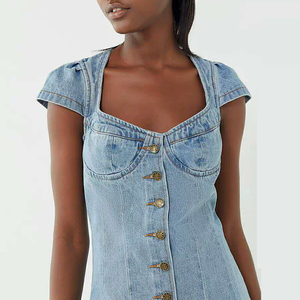 Robe d'été en jean pour femmes, tenue décontractée, à manches, tendance 2019 - Product Image 3