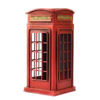 Soporte de teléfono rojo metálico británico, inglés, público, Londres, rojo, a la venta, hucha para ahorro de monedas
