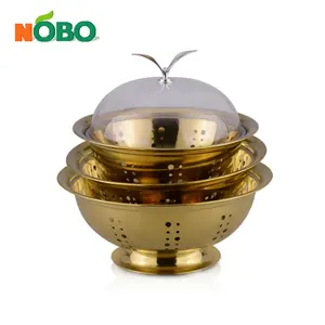 Colorful Design Stainless Steel Round Fruit Candy Bowl with Lid