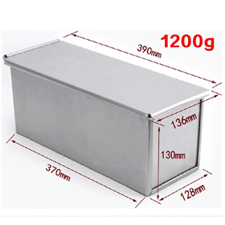 Nonstick 1200g Aluminum Loaf Bread Baking Pan with Lids, 1200G Pullman for baking