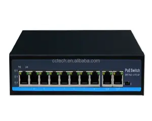 デスクトップ250m 8 poe 2 utpアップリンク10ポートイーサネットスイッチ、100w 120w電源AC100-240V