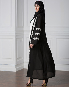 <span class=keywords><strong>Abaya</strong></span> Kimono Donna Ultimo Modello Dubai <span class=keywords><strong>Nero</strong></span> Aperto Davanti Stile Pera Moda Musulmana Vendita all'Ingrosso - Product Image 6