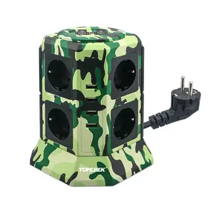 TOPEREK neue camouflage farbe turm buchse, USB power strip sockel mit Kinder sicher tür