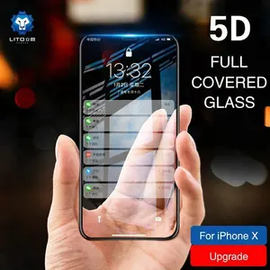Lito ब्रांड 9 h के लिए 5D पूर्ण गोंद पूर्ण कवर टेम्पर्ड ग्लास स्क्रीन रक्षक iphone एक्स/10