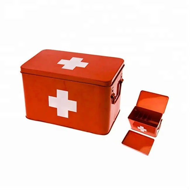 가정 용품 빈티지 금속 응급 처치 의학 저장 상자