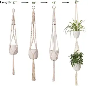 Macrame Plant Hangers Wall Hanging Planter Plant Holder - 4 Pack, in Different Designs - Handmade Indoor Vase POTS Flower Basket