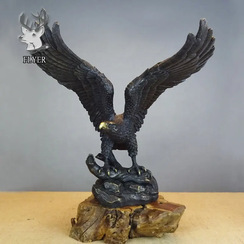 Grande aquila di bronzo uccello di arte lavoro statua per la decorazione domestica