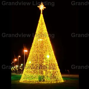 Grandview ต้นคริสต์มาสยักษ์กลางแจ้ง20ft 30ft 40ft 50ft LED วันหยุดประดิษฐ์ตกแต่งบอลยืนไฟ Motif