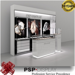 Mall Jewelry Display Showcase Kiosk Design with glass and wooden for Jewellery Display