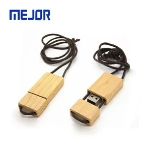 Natural wood 32g memory stick lanyard 16g pen drive 4g Gift flash disk 8G Eco Wooden USB keychain