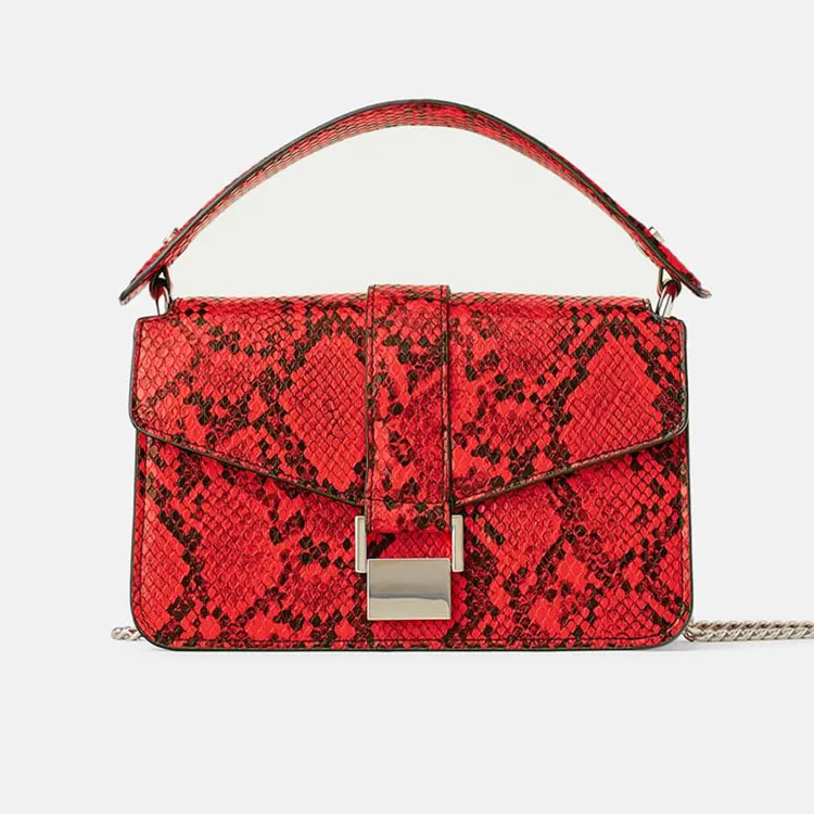 Personalizzato rosso pelle di serpente pitone di stampa delle signore in pelle di serpente delle donne del sacchetto crossbody borse borsa