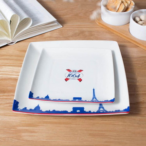 Fábrica OEM 8 pulgadas cuadrado <span class=keywords><strong>blanco</strong></span> de cerámica placa de la torta para hotel - Product Image 2