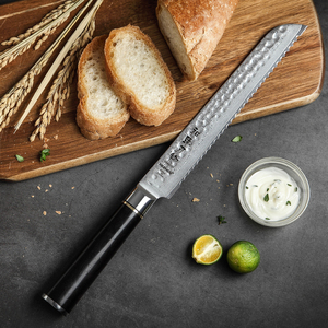 <span class=keywords><strong>Coltello</strong></span> da <span class=keywords><strong>Pane</strong></span> Professionale in Acciaio Damascato da 8 Pollici, Coltelli da Cucina Giapponesi con Manico in Legno di Ebano - Product Image 5