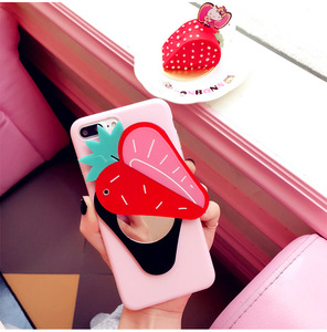2018 nuevos accesorios <span class=keywords><strong>del</strong></span> teléfono 3D fruta silicona espejo suave caso <span class=keywords><strong>del</strong></span> teléfono móvil para el iPhone 6 S 7 8 más X - Product Image 3