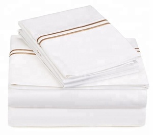 Customized Single <strong>Double</strong> Queen king Luxury Embroidered White Hotel Flat <strong>Sheet</strong> <strong>Bed</strong> <strong>Sheet</strong> <strong>Fitted</strong> <strong>Sheet</strong> Set for Wholesale - Product Image 3