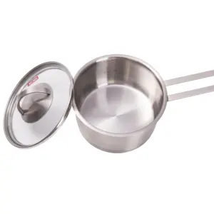 High Quality 304 Stainless Steel soup pot sauce milk pan with Tempered glass lid 14CM