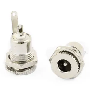 5.5 x 2.1 MM 5A DC Power Jack Socket Threaded Female Mount Connector Adapter with Dustproof Plug