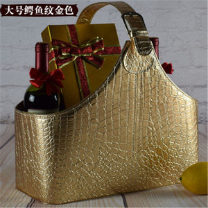 Creative OEM Leather <strong>Hamper</strong> Gift Baskets Wicker <strong>Box</strong> <strong>for</strong> Fruit Flower Wine - Product Image 3