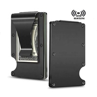 Portefeuille en métal aluminium avec blocage RFID, pochette avant Slim, minimaliste, porte-cartes de crédit