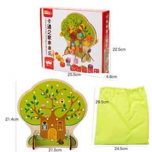 Perline Stringa Albero di natale Giocattolo di Frutta Farfalla Coccinella Stringa di Perline Per Bambini In Legno Threading Giocattolo - Product Image 3