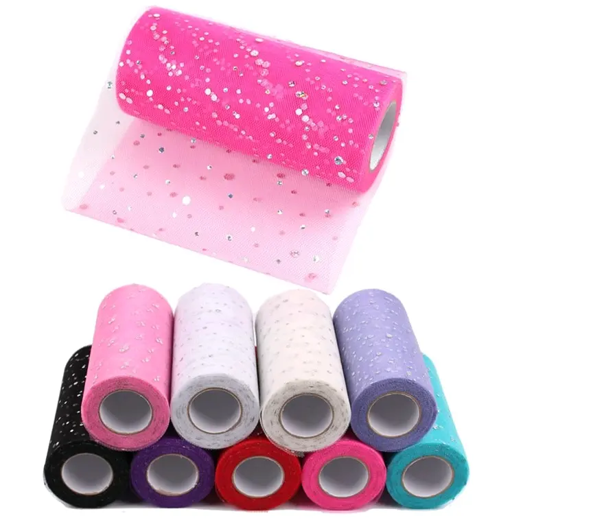 15cm 25 yards Spule Tutu Hochzeits dekoration Organza Laser DIY Craft Geburtstags feier liefert Glitter Pailletten Tüll rollen