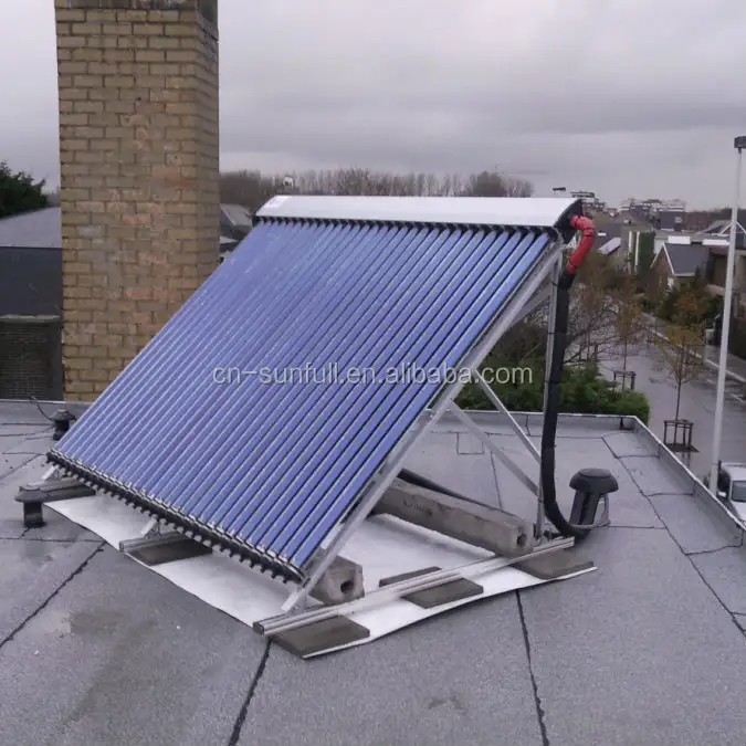 Flat Roof Mounted, Domestic Heat Pipe Vacuum Tube Solar Hot Water Collector