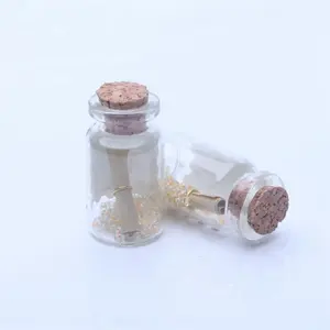 Mini Glazen Flesjes Wens Fles Met Kurk Deksel - Product Image 1