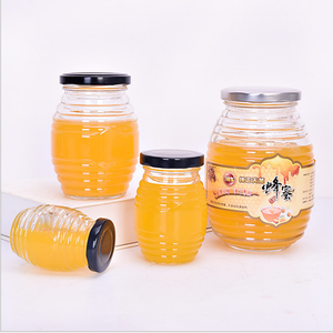 Harga grosir tersedia ukuran yang berbeda stoples kaca untuk lebah madu 380ml kaca heksagon madu stoples kaca unik - Product Image 1