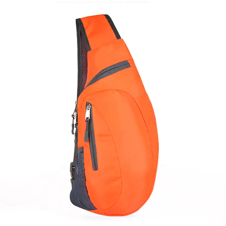 Mochila deportiva plegable de poliéster para hombre, bolsa de viaje de tira única impermeable con color personalizado