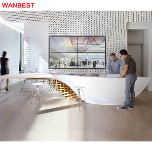 โต๊ะหินอ่อนด้านหน้าทำจากไม้โค้งสำหรับร้านอาหารสปาคลินิกแคชเชียร์ร้านอะคริลิค - Product Image 1