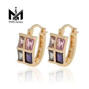 Mode Ohrringe Brasilien Erstaunliche Design 18K Gold Überzogene Hoop Ohrringe Für Mädchen