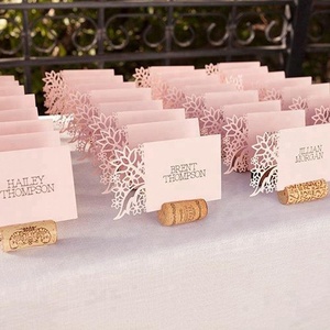 Personalized Folded Elegant Pink Laser Cut <strong>Table</strong> Name Place <strong>Cards</strong> Custom Laser Cut Different Names <strong>Table</strong> <strong>Cards</strong> - Product Image 2