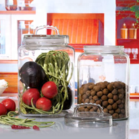 Clair grand pot de stockage en verre avec couvercle en verre