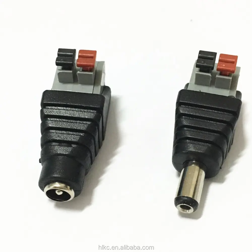 Female DC Connector Jack Plug Adapter For CCTV Led Strip Lights Press Connected No Screws