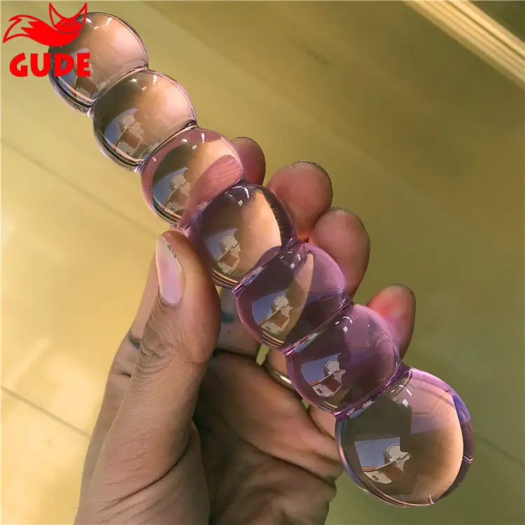 Juguete sexual de cristal con 7 Bolas, consolador para pene para mujer, Juguetes sexuales, pene de piedra, juguete sexual