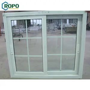 Avustralya standart PVC/UPVC büyük cam hırsız geçirmez ses geçirmez yatak odası sürgülü pencereler ızgara tasarımı ile