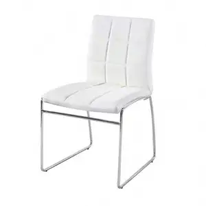 Modern design dining room furniture white faux leather dining chair metal leg restaurant chair