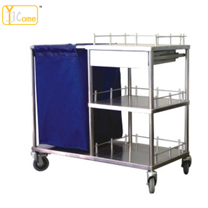 YK-K029 Troli Rias Besi Tahan Karat, Keranjang Troli Linen Rumah Sakit Hotel Bentuk Persegi Bingkai X Pembersih Lipat - Product Image 4