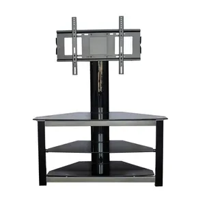 Living Room Furniture Used Simple Style Modern Corner Black Tempered Glass TV Stand Wall Unit Furniture Design
